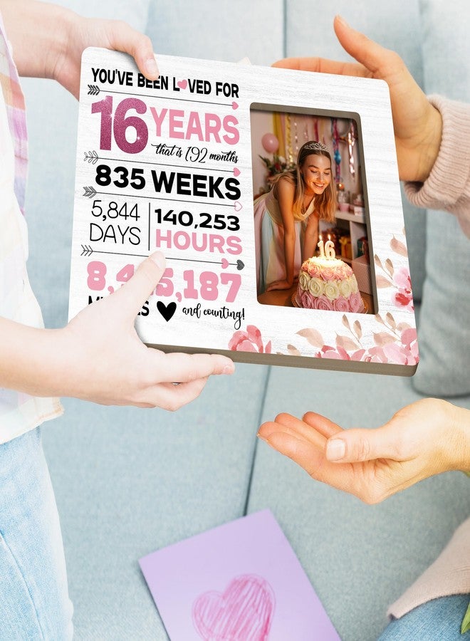 HODODAN Sweet Sixteen Picture Frame Gifts for Girl, Sweet 16 Birthday Frame Gifts for Girls, You Have Been Loved for 16 Years Picture Frame, 4x6 inch Photo - Image 2